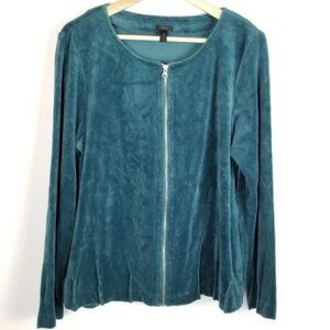 Soma Teal Velour Full Zip jacket Curtain pleats - Size S